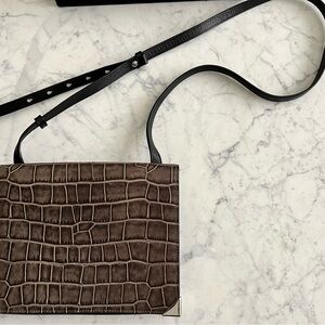 Alexander Wang Crocodile Embossed Grey Crossbody Bag